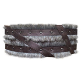 Medieval Fur Wide Belt Nordic Viking Warrior Waist Cincher - Authentic Viking Accessory - Coscosmos